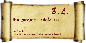 Burgmayer Lukács névjegykártya
